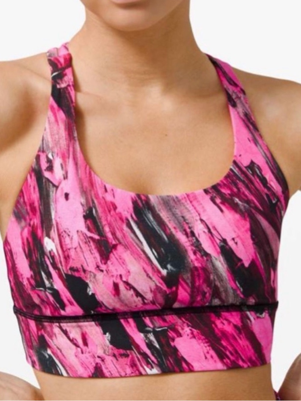 Lululemon Energy Bra Long Line/ Pink Printed Sports Bra - Stylish Support